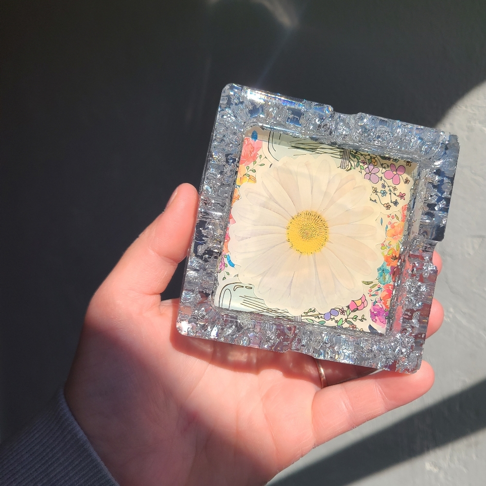 Silver Floral Ashtray